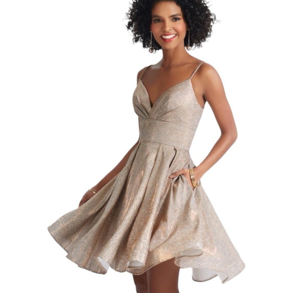 ANTHROPOLOGIE SAU Ivory Champagne Spaghetti Strap Dress SIZE 10 Wedding Party